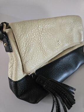 kate spade Cream and Black Textured Leather Crossbody